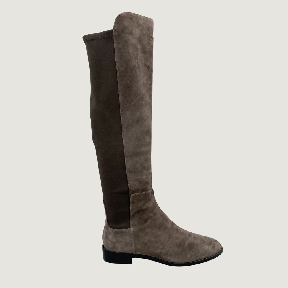 Stuart Weitzman 5050 Over The Knee Boots OTK Womens 10M Taupe Suede Stretch Fall